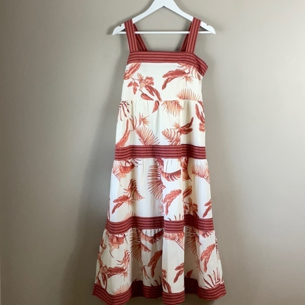 By the River cream rust leaf long dress